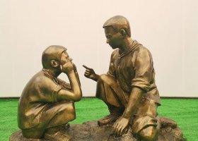 校園講故事人物銅雕 