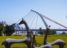 公園動物抽象鹿銅雕 