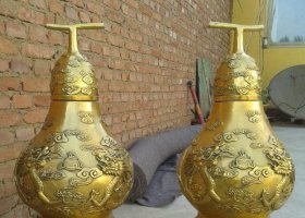 鑄銅鎮(zhèn)宅葫蘆銅雕 葫蘆雕塑園林米高蝙蝠位置