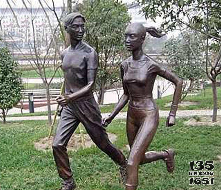 銅雕公園奔跑人物雕塑 圖片