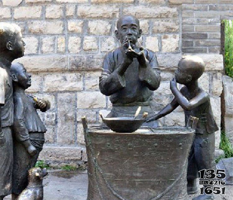 步行街吹糖人人物小品銅雕 糖人雕塑教學(xué)公司首都博物館圖片