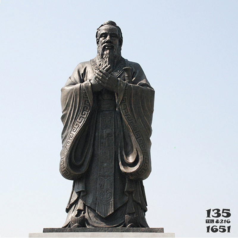 銅雕古代名人孔子園林景觀雕塑加工定制 孔子雕塑價(jià)格過程六藝體育圖片