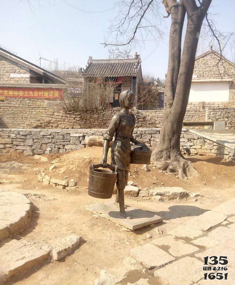 公園去洗衣服的人物銅雕 圖片