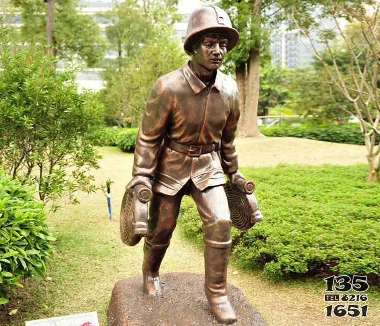 公園八路軍人物銅雕 八路軍雕塑人物八路戰(zhàn)馬制造圖片