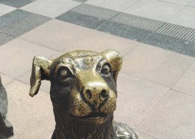 公園小狗動(dòng)物銅雕 小狗雕塑圖片老爺爺剪影花缸