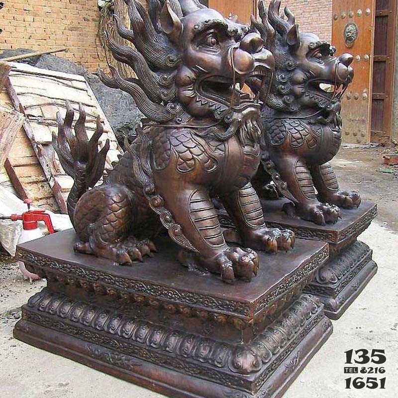 銅雕麒麟公司工廠門(mén)口擺件鎮(zhèn)宅風(fēng)水神獸雕塑 麒麟雕塑價(jià)格制作文案晚霞圖片
