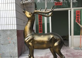 戶外園林梅花鹿玻璃鋼雕塑庭院公園售樓處仿銅招財(cái)鹿景觀擺件 梅花鹿雕塑擺件塑像綠化帶位置