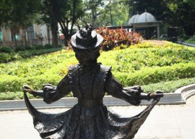 公園謝幕的西方演員人物銅雕 