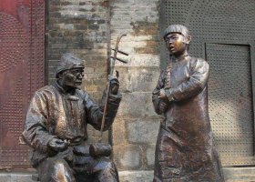 民俗步行街生意人物銅雕雕塑圖片 