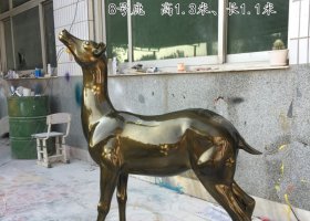戶外園林梅花鹿玻璃鋼雕塑庭院公園售樓處仿銅招財(cái)鹿景觀擺件 梅花鹿雕塑鏤空欄板模型雕塑家