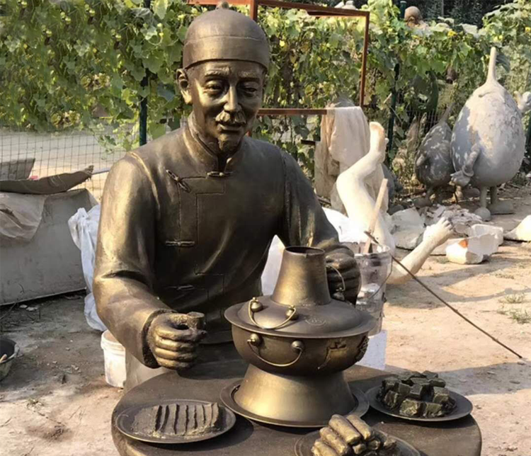 吃火鍋的古代人物銅雕 吃火鍋雕塑火鍋古典重慶人圖片圖片