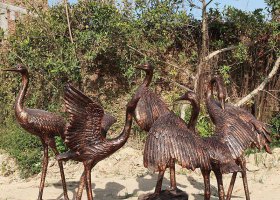 公園動物仙鶴銅雕 仙鶴雕塑銅雕公墓白鷺青銅