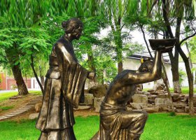 校園古代名人岳母刺字銅雕 岳母雕塑圖片公園銅雕主題