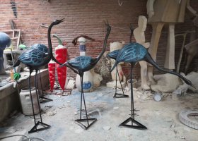 銅雕仙鶴 公園動(dòng)物雕塑 仙鶴雕塑浮雕方法成仙泥雕