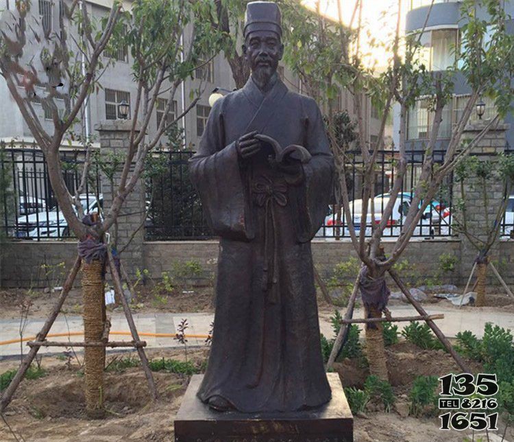 銅雕古代校園讀書人物雕塑 圖片