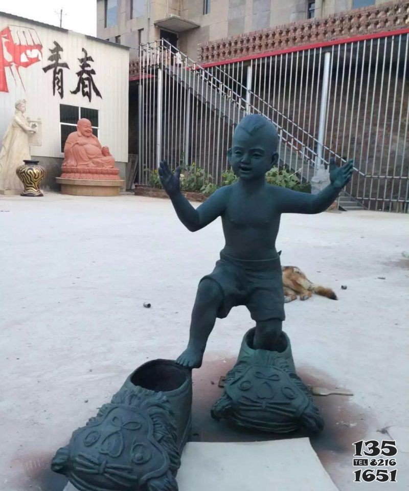 小孩穿大鞋青銅人物雕塑 小孩雕塑噴泉公主麋鹿佛像圖片