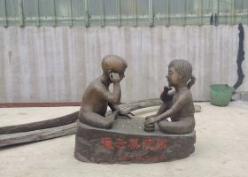 兒童下棋銅雕 兒童雕塑手工讀后感馬賽克酒瓶