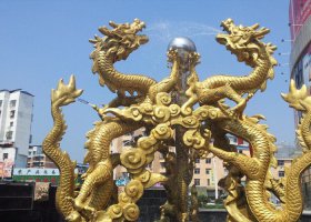 雙龍戲珠噴水噴泉景觀銅雕 