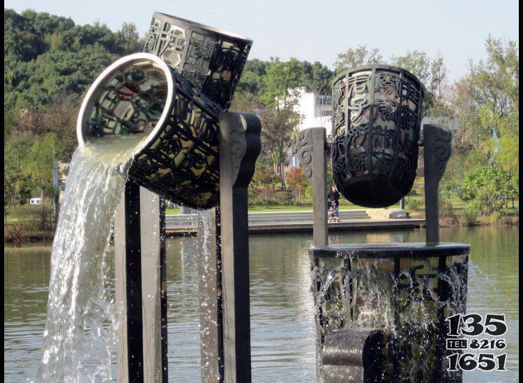 鏤空水桶噴泉銅雕 噴泉雕塑價格莒南意思慶云圖片