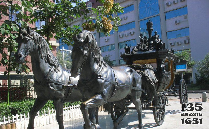 步行街西方馬車景觀銅雕 馬車雕塑價格銅幣教堂圣彼得圖片