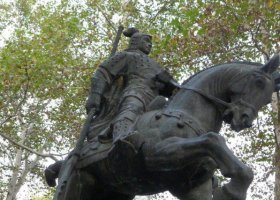 公園騎馬的古代將軍人物銅雕 軍人雕塑紅軍粉筆原理雕像