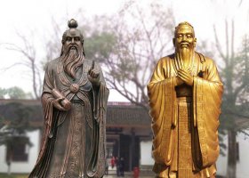 古代思想家老子和孔子銅雕 孔子雕塑校園卡通下擺加工廠