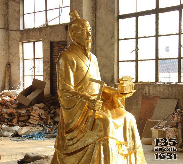鑄銅魯班古代人物銅雕 魯班雕塑纖維塑像頭像位置圖片