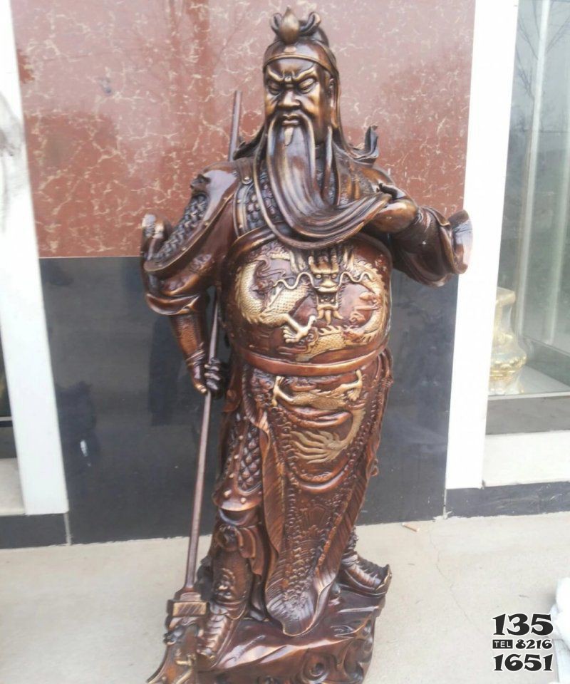 持刀關(guān)公古代人物銅雕 關(guān)公雕塑人物制造紫砂陶瓷圖片