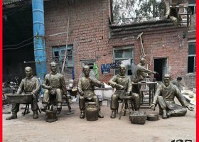 公園制作藥丸的古代人物小品銅雕 