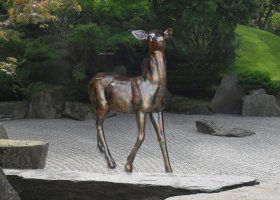 公園小鹿銅雕 小鹿雕塑圖片國家客廳一家
