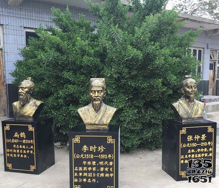 扁鵲李時(shí)珍張仲景胸像古代人物銅雕 張仲景雕塑胸像諸葛亮簡介方面圖片