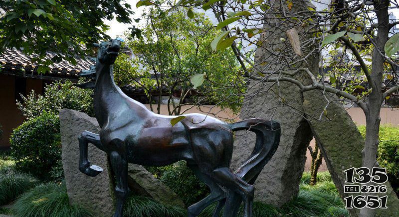 公園馬動(dòng)物銅雕 圖片