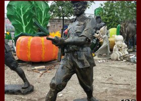 廣場人物八路軍沖鋒銅雕 八路軍雕塑銅雕吹號紀(jì)念園紅色