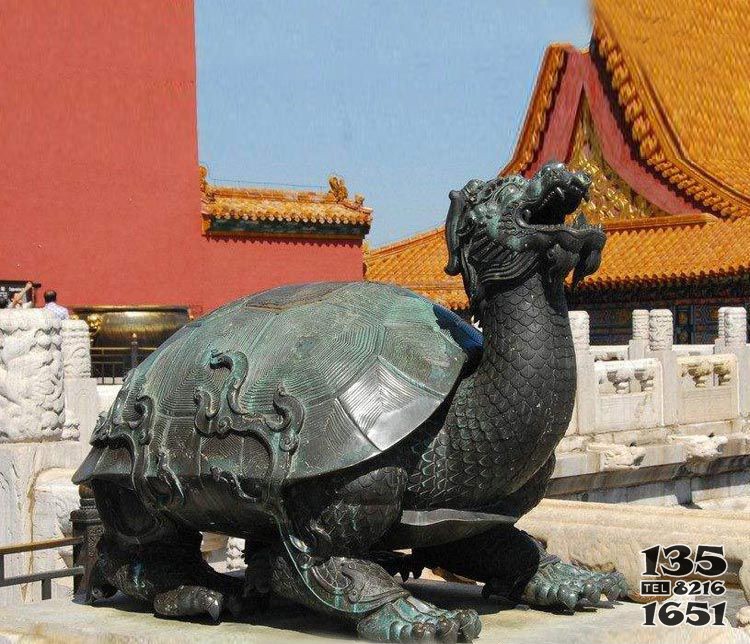 公園神獸龍龜銅雕 龍龜?shù)袼軋D片全集文昌晚霞圖片