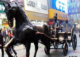 趕馬車的西方人物銅雕 馬車雕塑公園古董古人壁畫