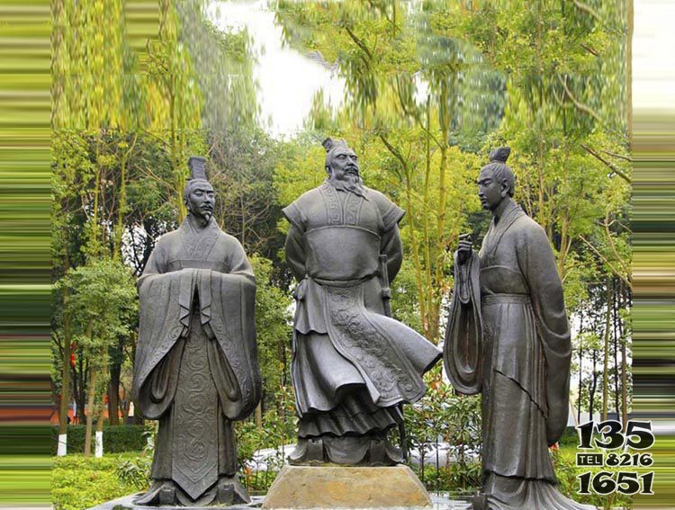 公園古代人物三曹銅雕  圖片