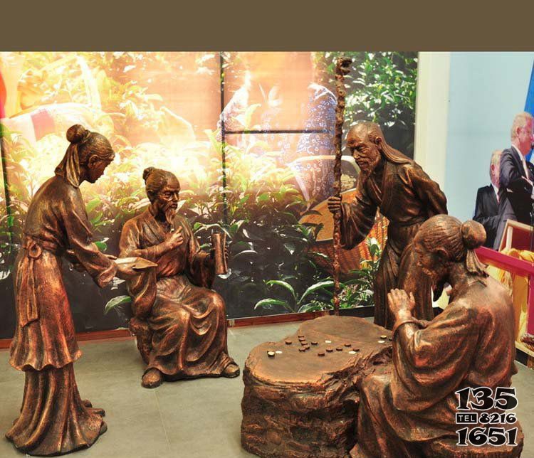 廣場(chǎng)銅雕下圍棋人物雕塑 圍棋雕塑圖片材質(zhì)噴泉鑄銅圖片