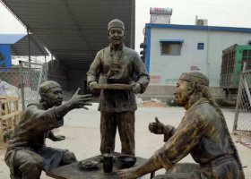 公園劃拳人物小品銅雕 