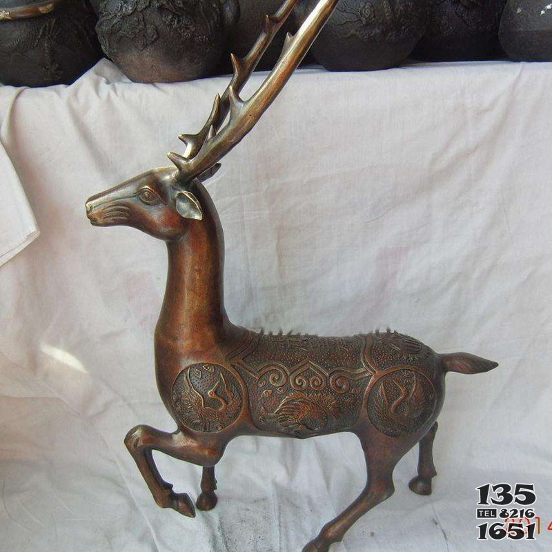 高檔商務(wù)禮品歐式家居銅雕動物鹿雕塑擺件加工 圖片