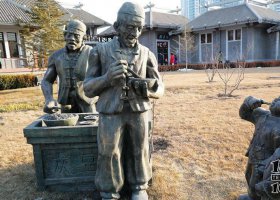 公園賣灰豆的人物小品銅雕 