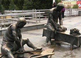 公園做陶器人物小品銅雕 