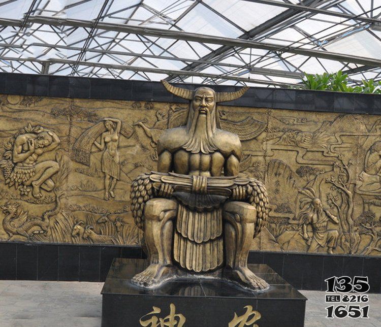 古代名人神農(nóng)氏銅雕 神農(nóng)雕塑百草景觀價(jià)格公園圖片