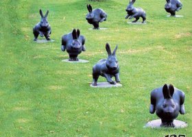 公園動物奔跑的兔子銅雕 兔子雕塑擺件小鎮(zhèn)實力商家