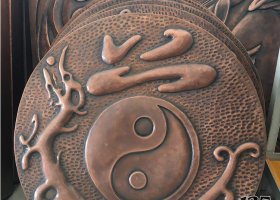 鍛銅工藝雕刻景觀擺件 景觀雕塑銅雕展板安全花籃