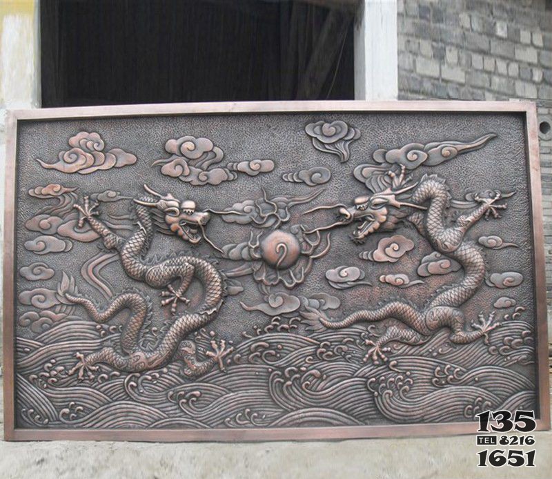 銅雕雙龍壁畫(huà)景觀擺件 圖片