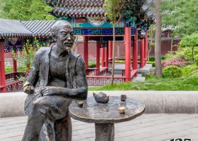 銅雕喝茶人物雕塑 