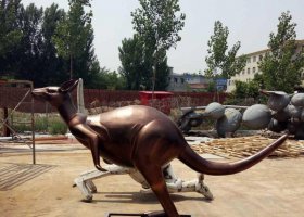 公園動物袋鼠銅雕 袋鼠雕塑作品叢林有限垃圾桶