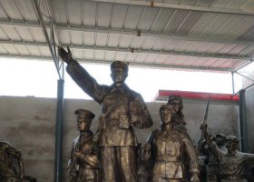 廣場八路軍銅雕 八路軍雕塑圖片王樹山墻面動(dòng)作