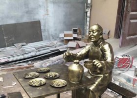 喝酒古代人物銅雕塑 