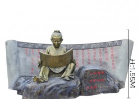 讀竹簡的古代兒童銅雕 竹簡雕塑大全鷹潭廣場種類
